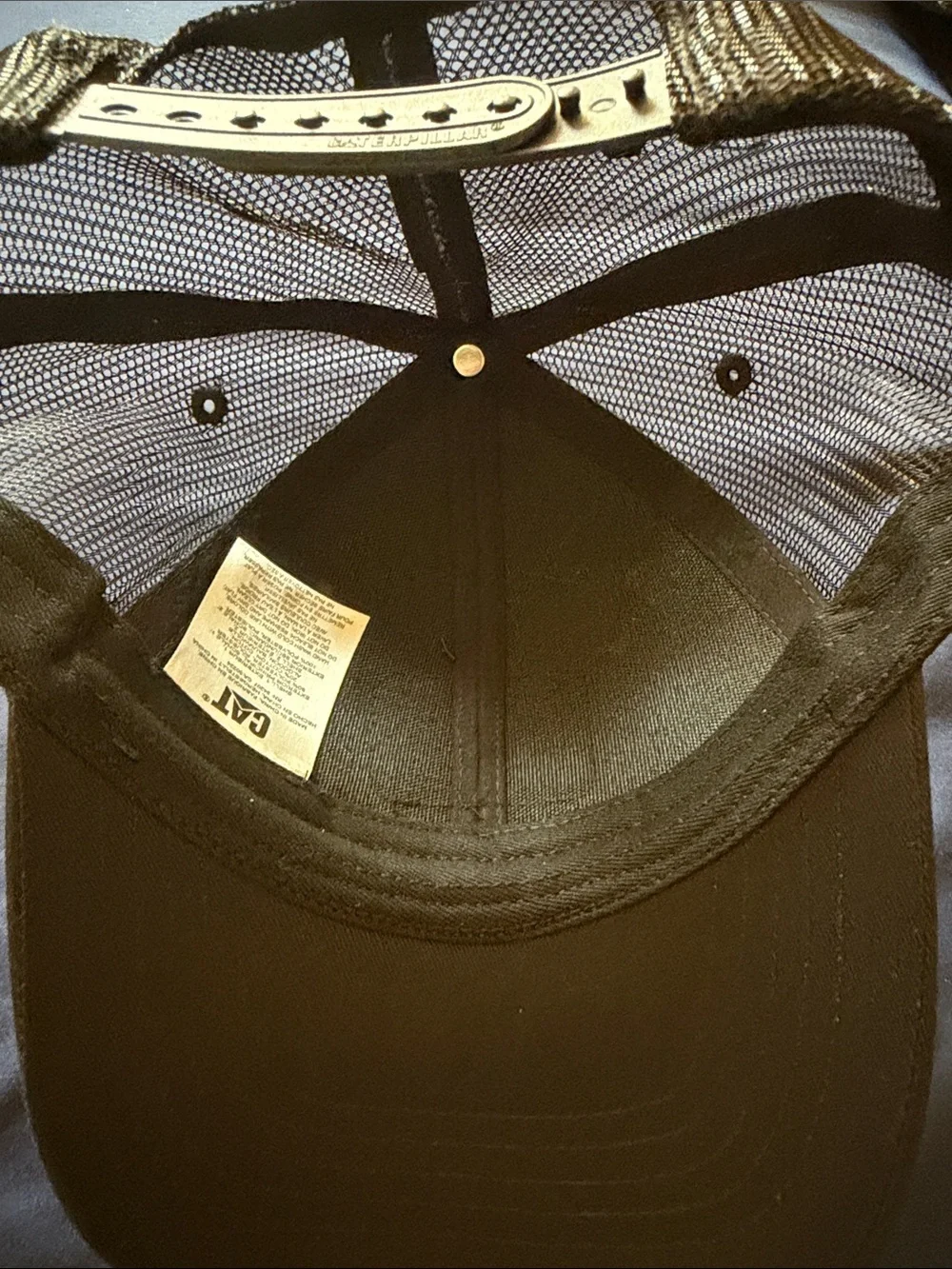 Caterpillar Black Trucker Cap with Yellow Logo